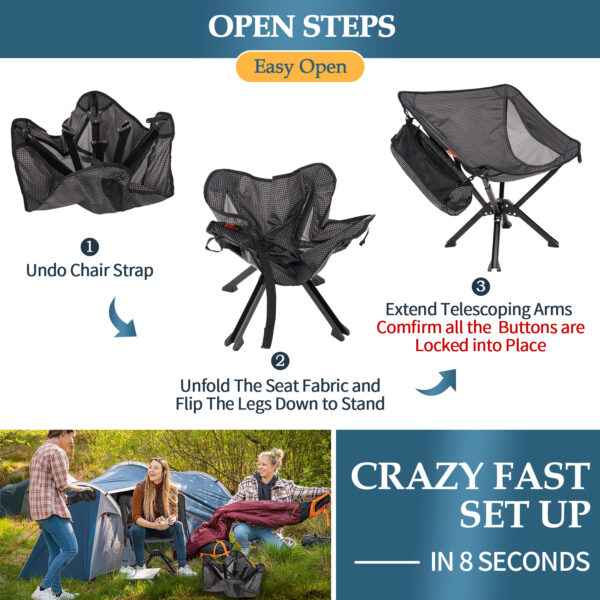 Portable Chair - Durable and Ultra-Light Folding Chair for Camping Outdoors